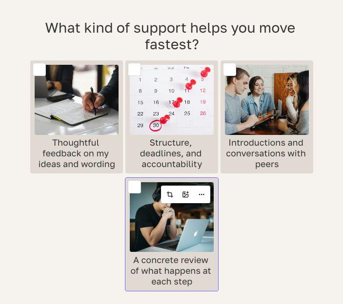 Four kinds of business support shown with images and text labels.