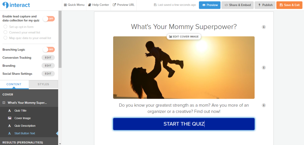 shadow of a mom holding a baby up in the sun with a What's your mommy superpower? quiz cover