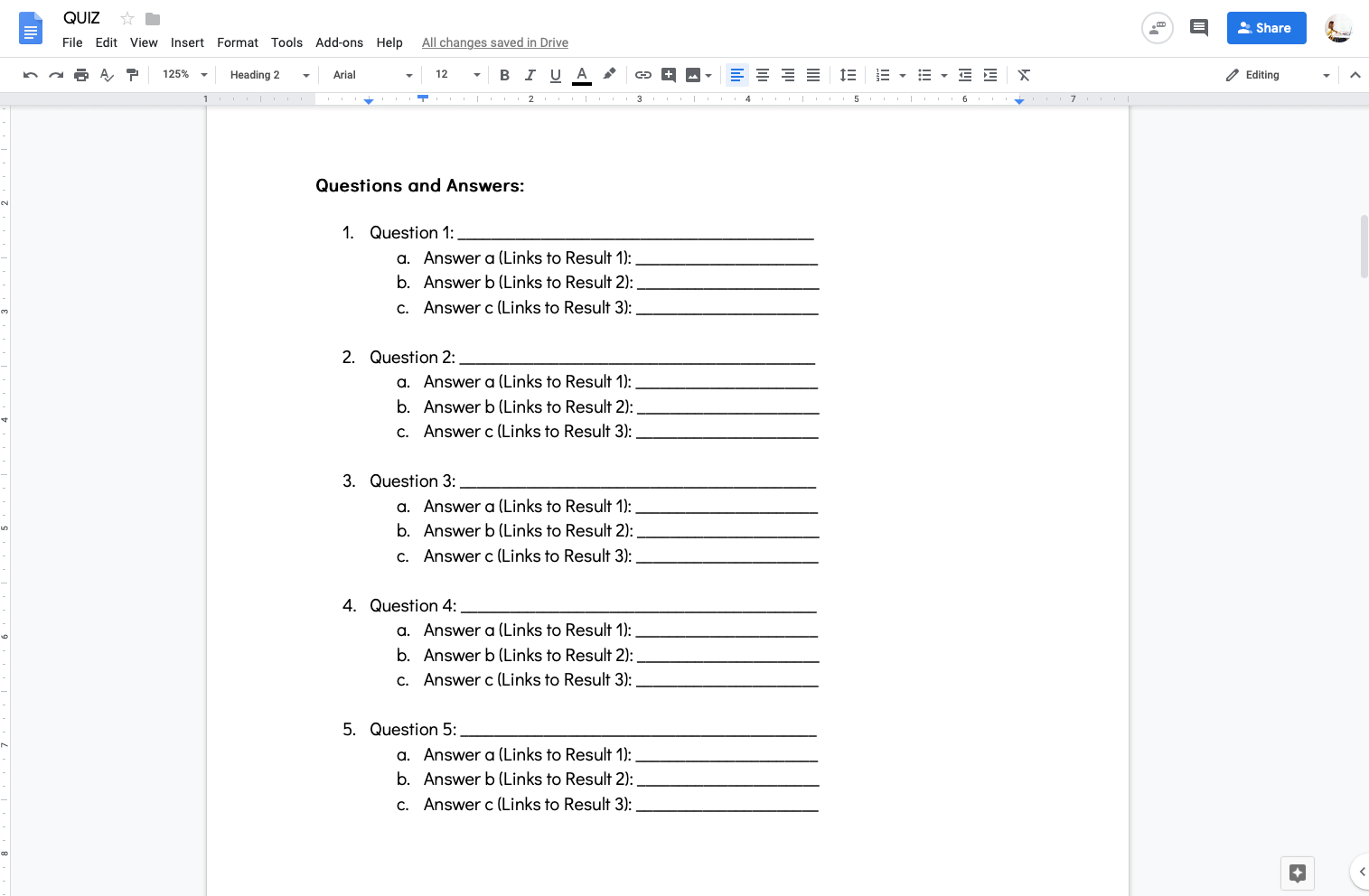 Google Docs Quiz Template Management And Leadership