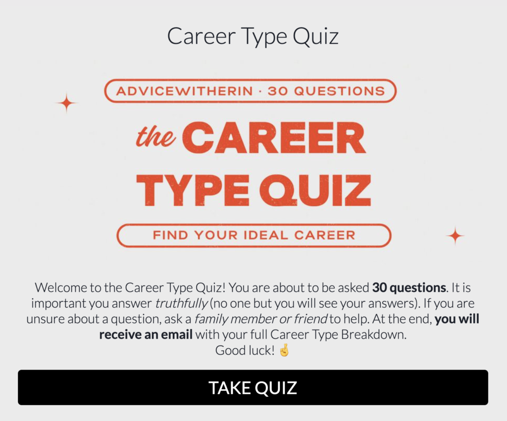Advice with Erin Career Type Quiz Cover