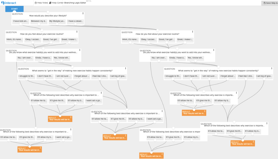 branching logic of a quiz