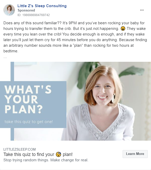 sleep consulting quiz ad