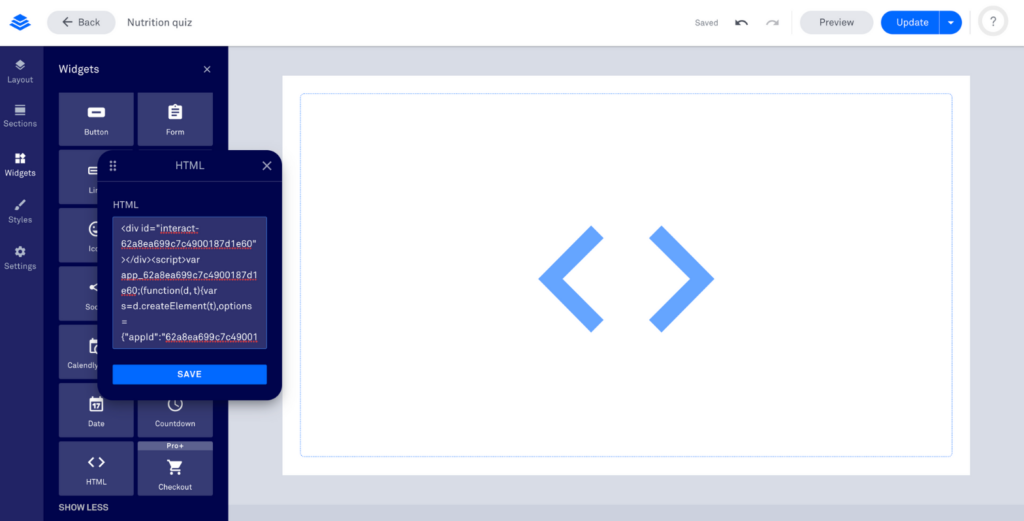 Add HTML code to Leadpages