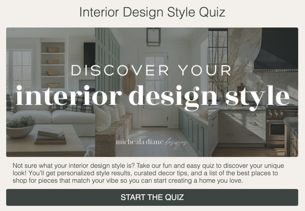 Interior Design Style Quiz Cover Page