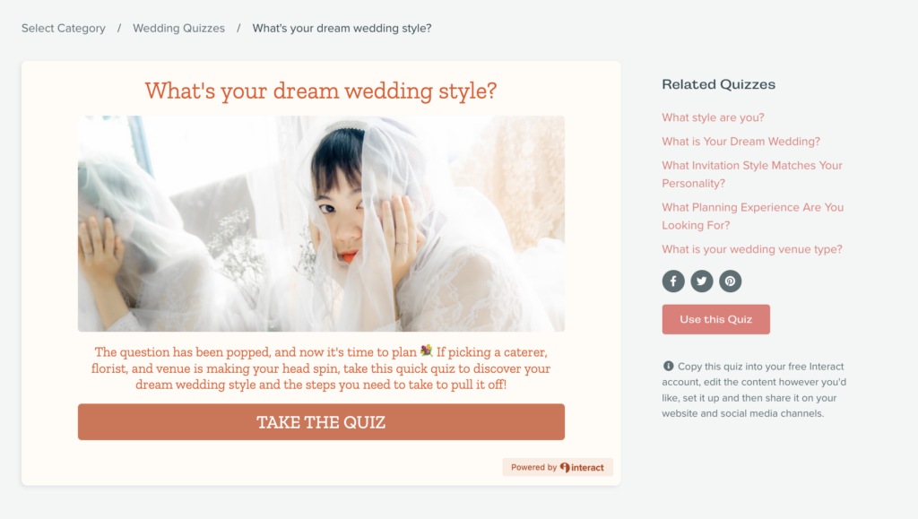 Wedding photography quiz template