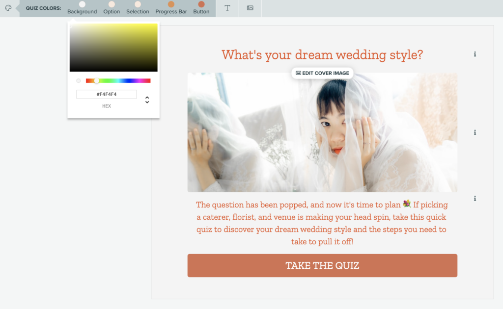 customize wedding quiz design