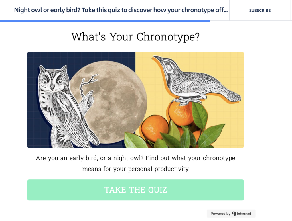 Atlassian chronotype quiz