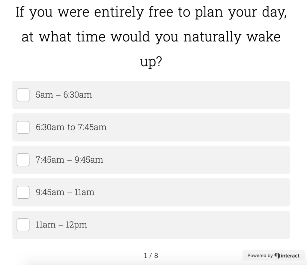 Atlassian chronotype quiz question