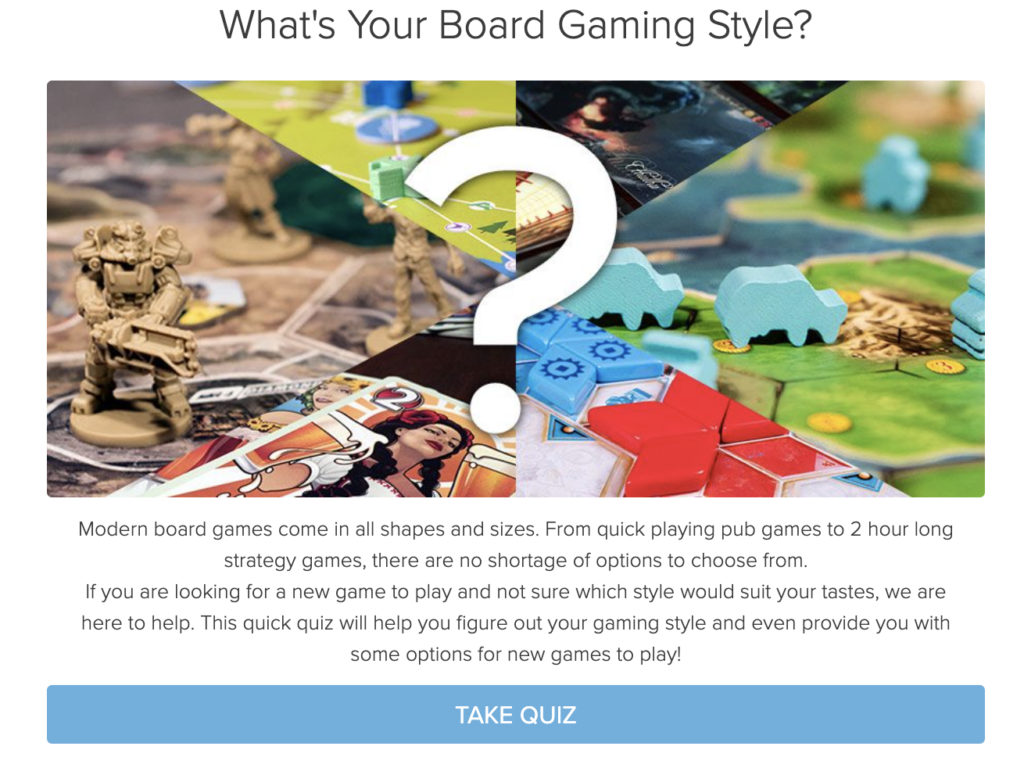 board game style quiz