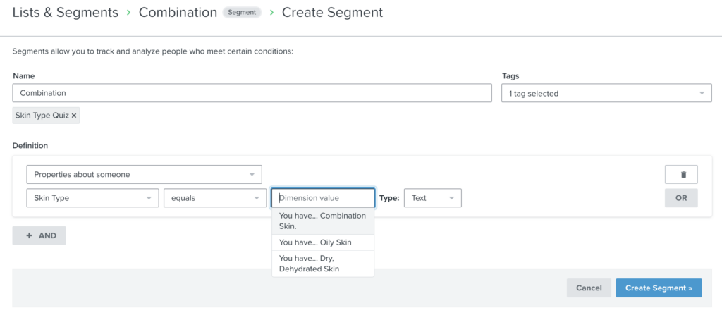 create segment in Klaviyo