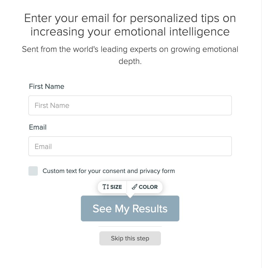 emotional intelligence quiz opt in form