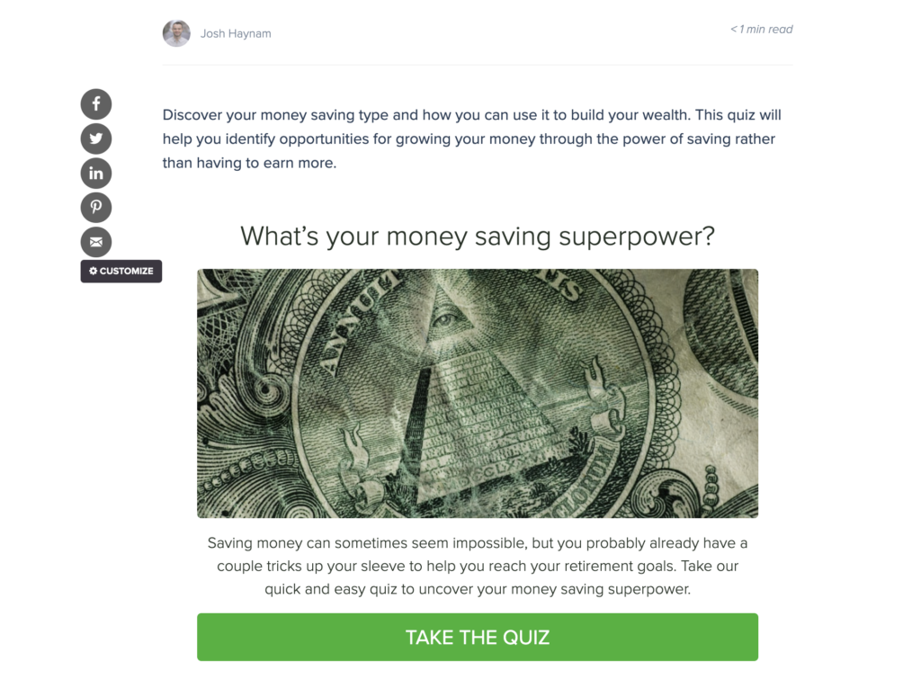 quiz on post in wordpress