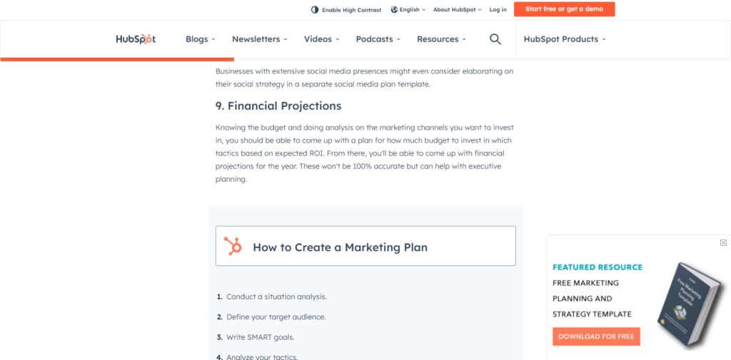 Hubspot with lower right pop up