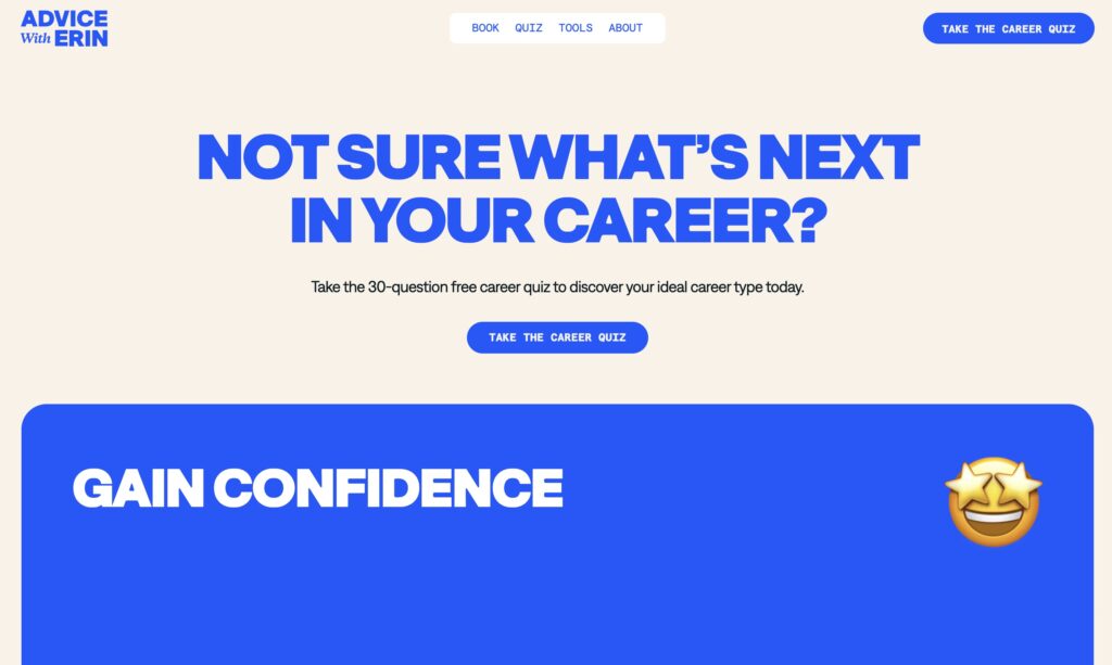 Advice with erin career type quiz