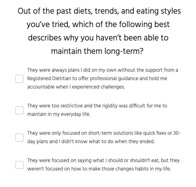 Nutrition stripped quiz question