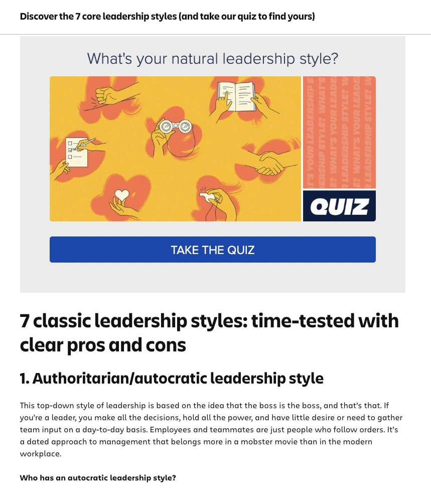 Atlassian Leadership Quiz