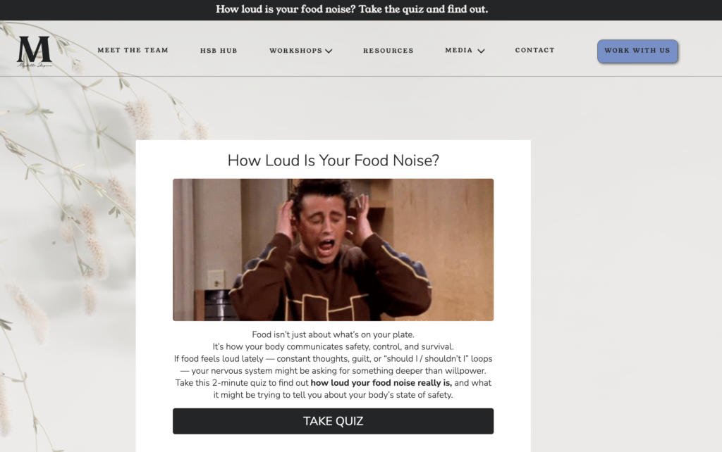 Quiz embedded on website