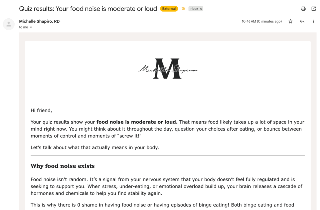 quiz results, michelle shapiro