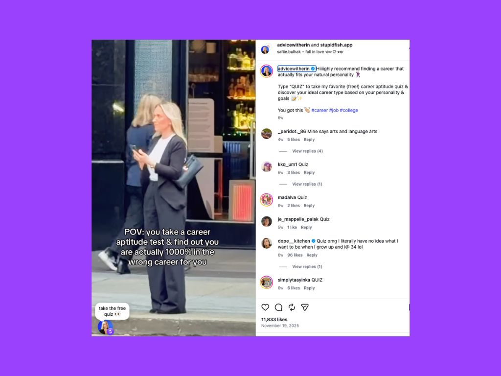 quiz reel advice with erin