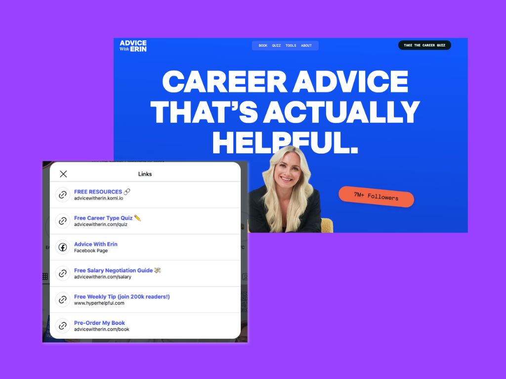 quiz on website and link in bio