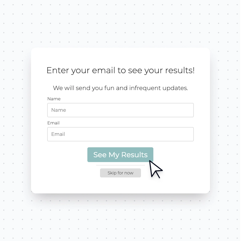 Interact quiz email opt-in form