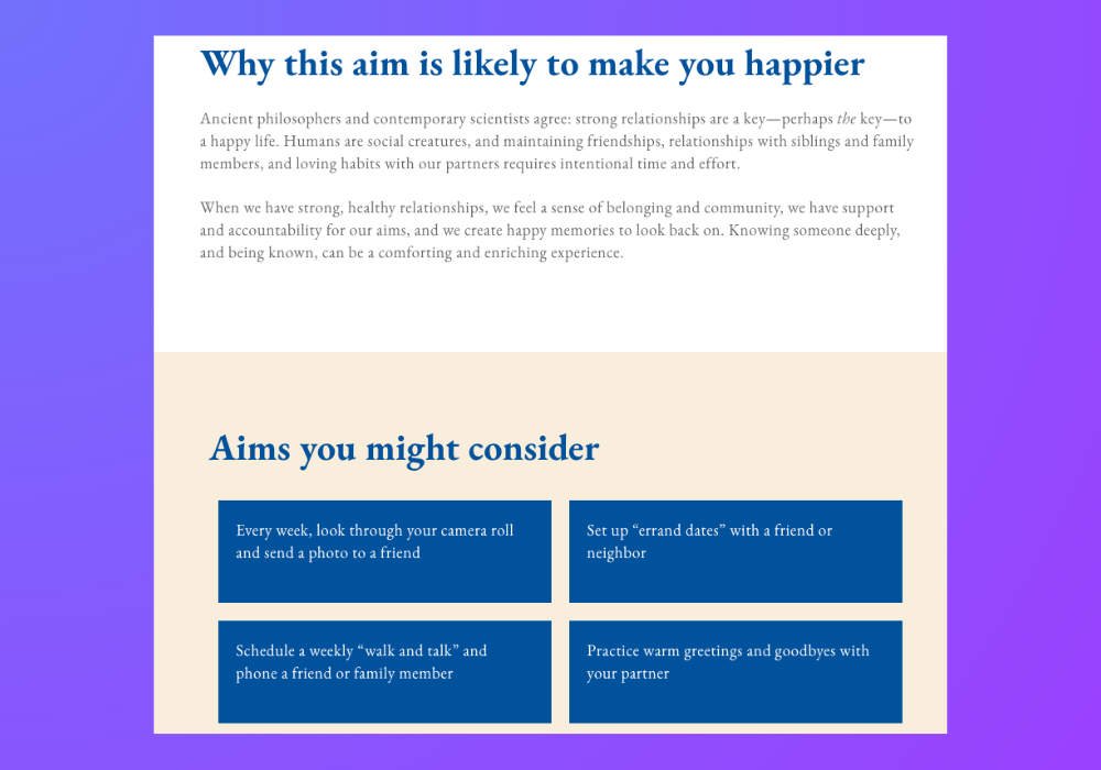 Gretchen Rubin Quiz Result Showing Why the Aim is Likely to Make You Happier