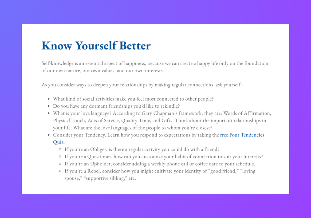 Gretchen Rubin Quiz Result Know Yourself Better