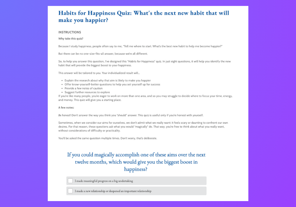 Quiz Embed Page for Gretchen Rubin