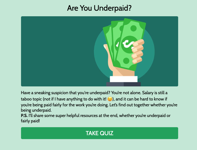 Salary Transparent Street's Are You Underpaid Quiz Cover Page