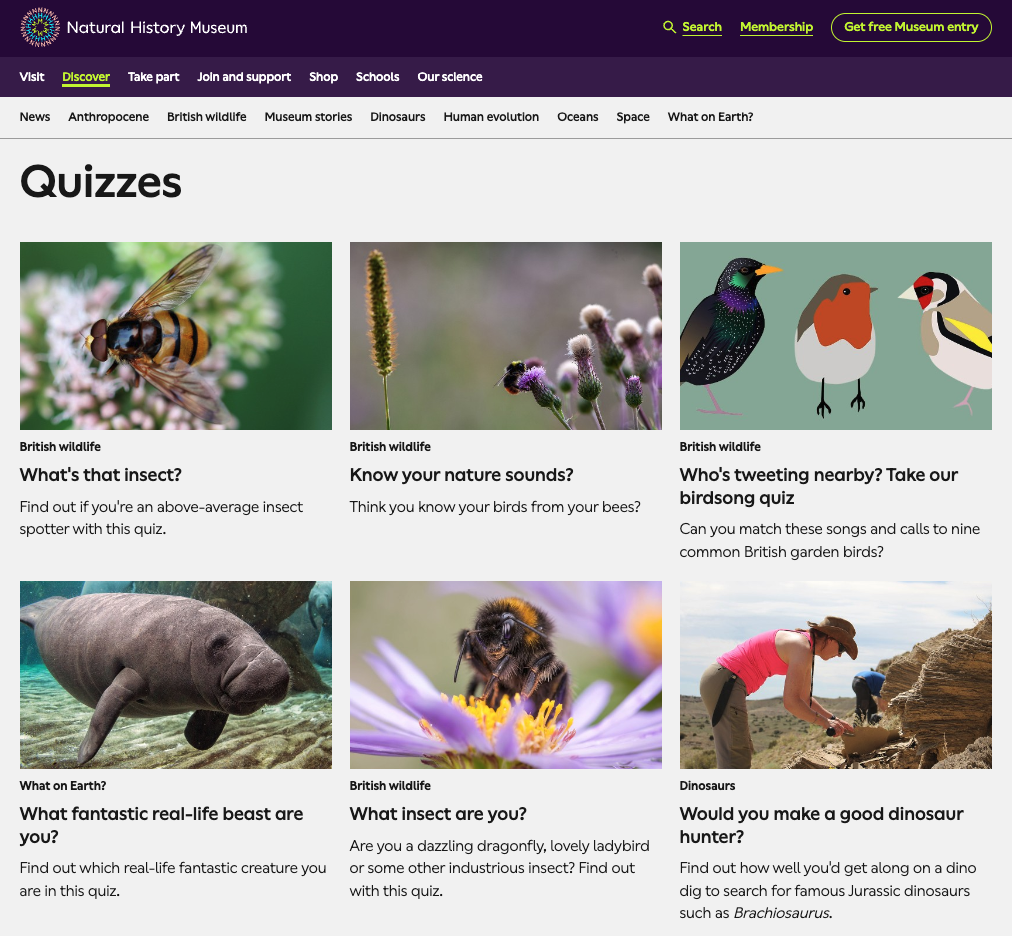 Natural History Museum Quiz Resource Hub