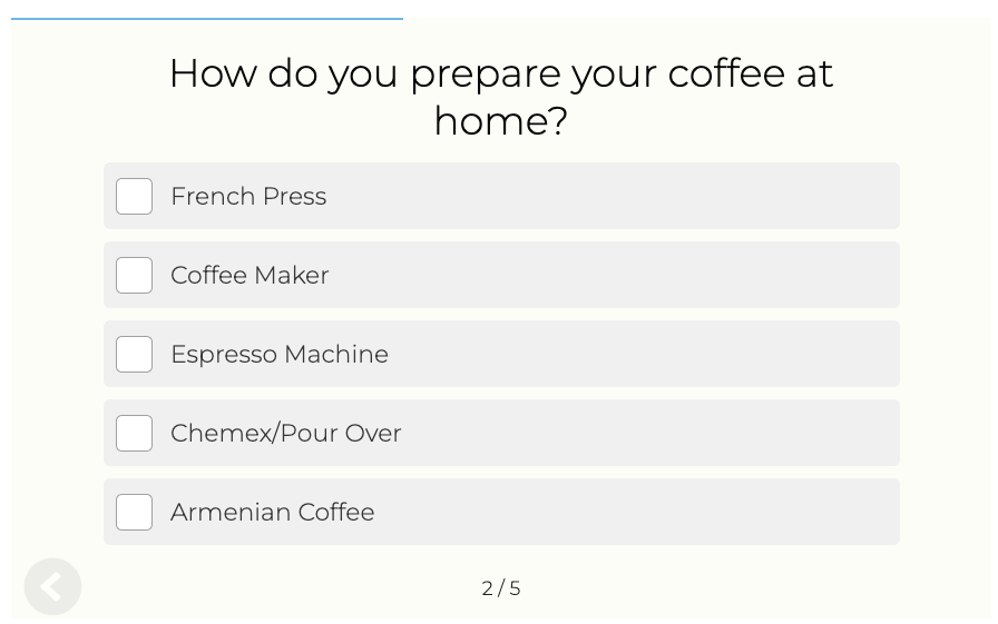 Henry's House of Coffee Quiz Question Asking How you Prepare your Coffee at Home