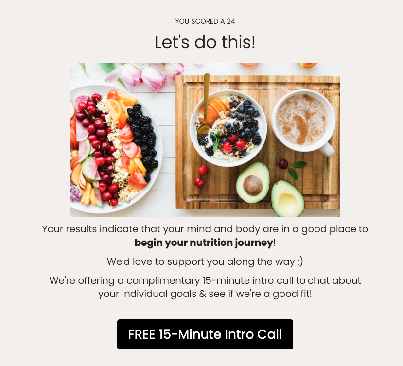 Michelle Shapiro RD quiz result showing that you are ready to lose weight