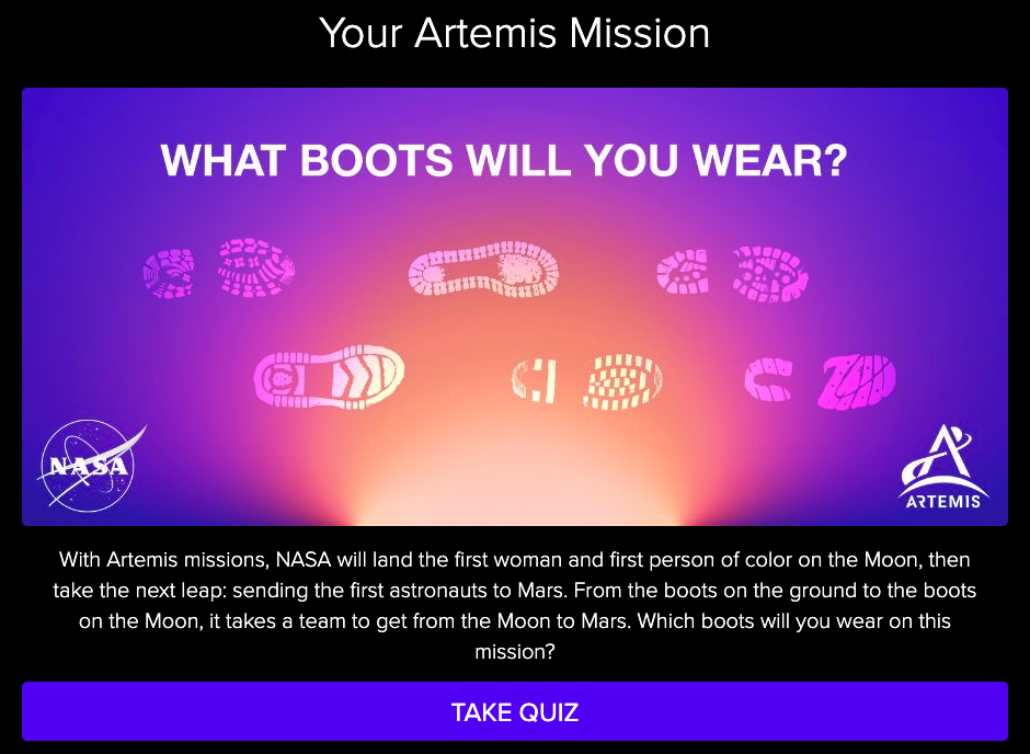 NASA moon boots quiz cover page