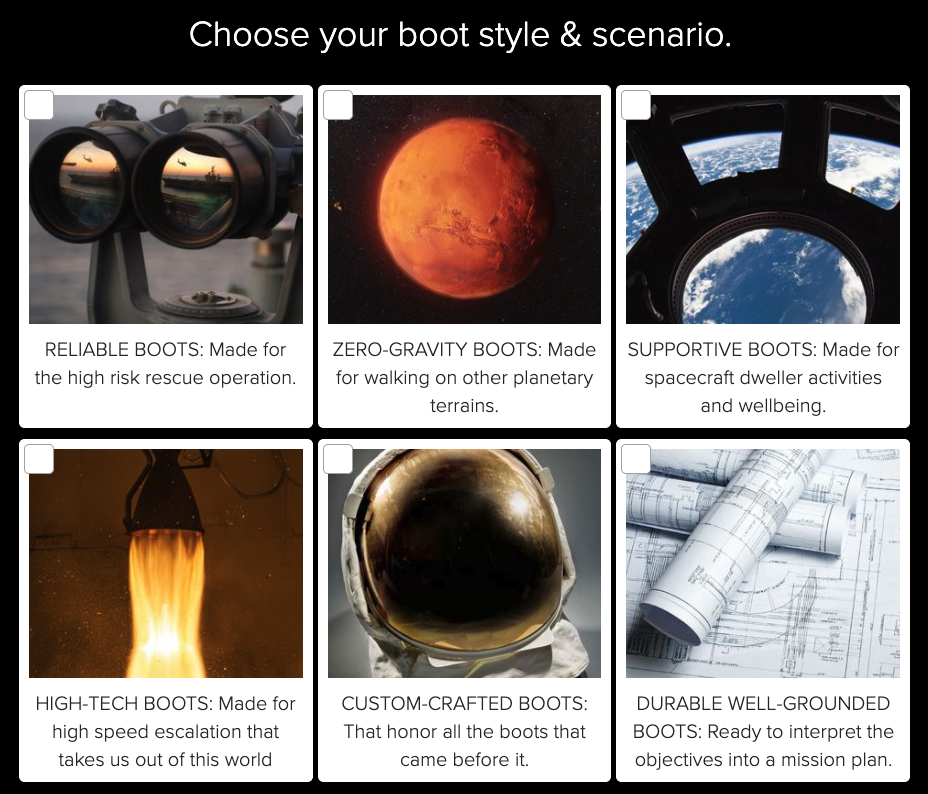 NASA moon boots quiz question