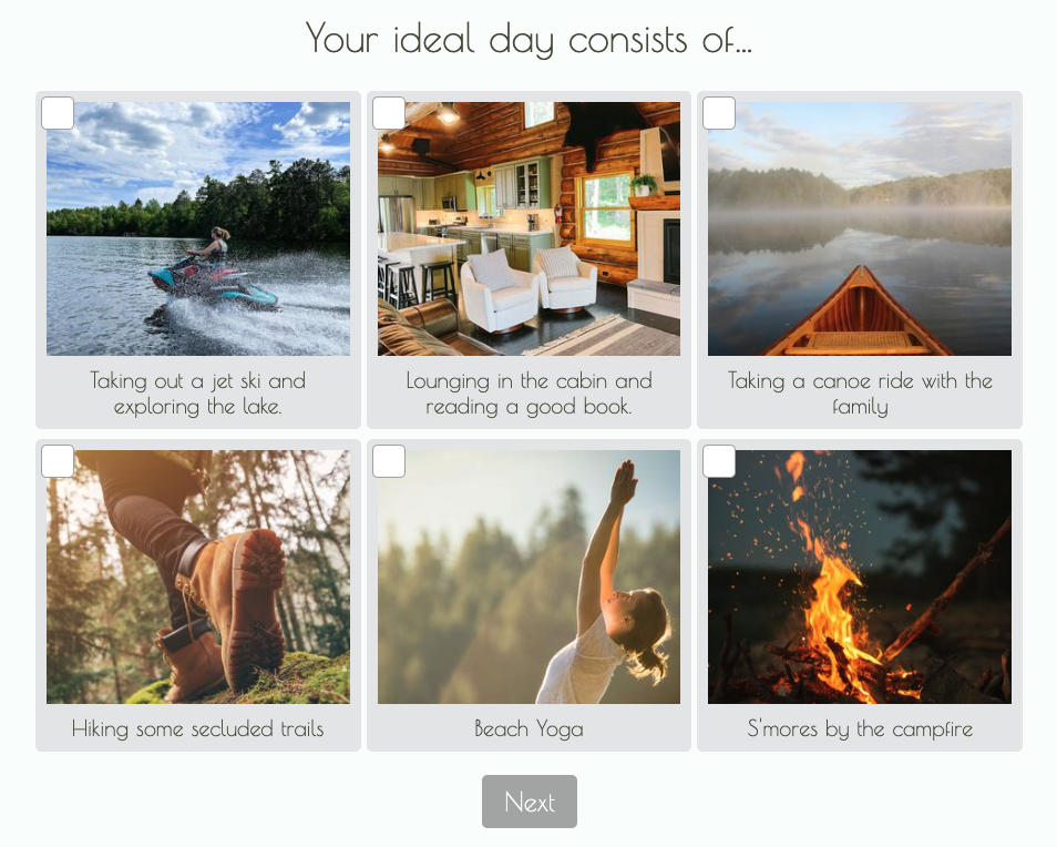 White Eagle Resort Cabin Quiz Question About Activities