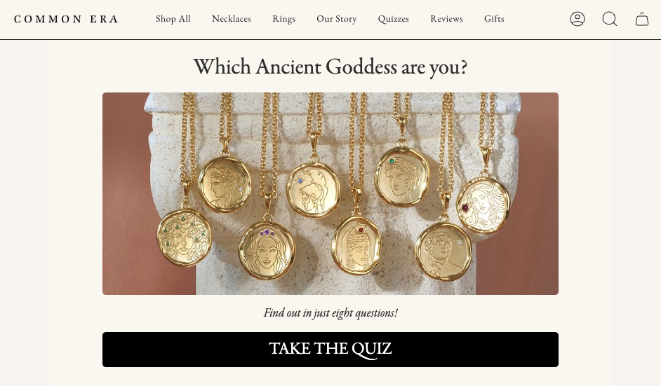 Common Era Jewelry Quiz Embed on Shopify