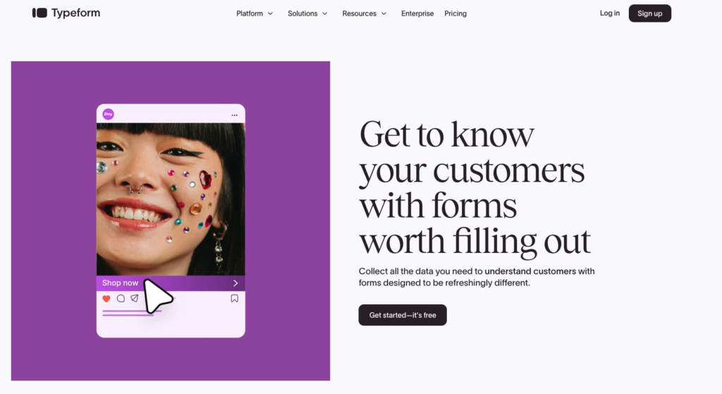 Typeform Home Page August 2025