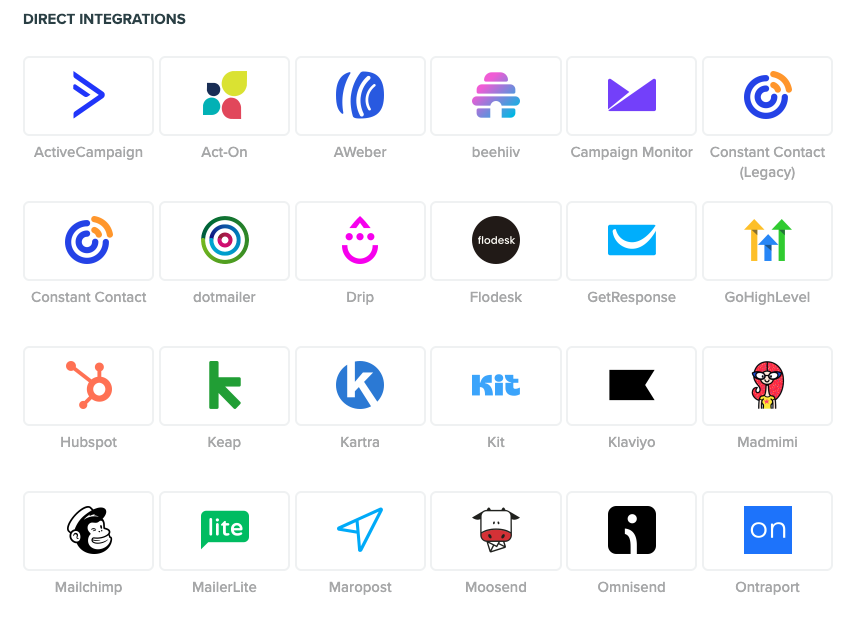Interact Direct Integrations