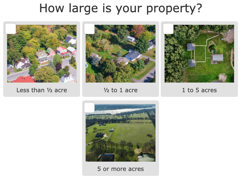 SpotOn GPS Lead Generation Questionnaire Question about the size of your property