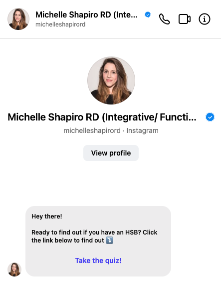 DM from Michelle Shapiro to take her quiz