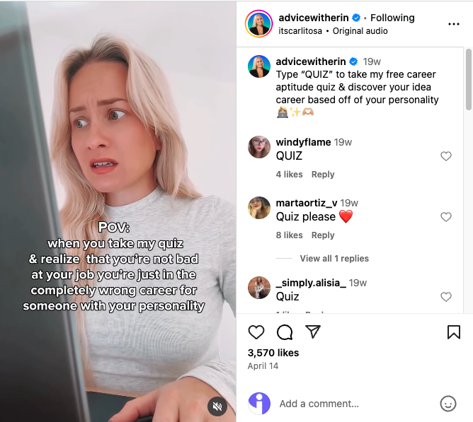 Advice With Erin Reel About Her Career Personality Quiz
