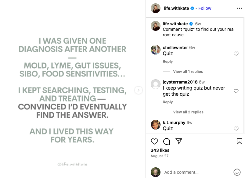 Life With Kate Carousel Post about symptoms