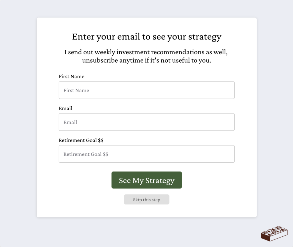 Interact form opt in step with default fields and optional fields.