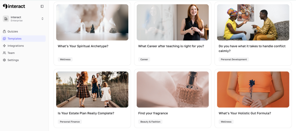 Interact conversational form templates