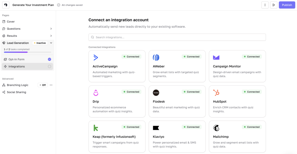 Interact form builder integrations