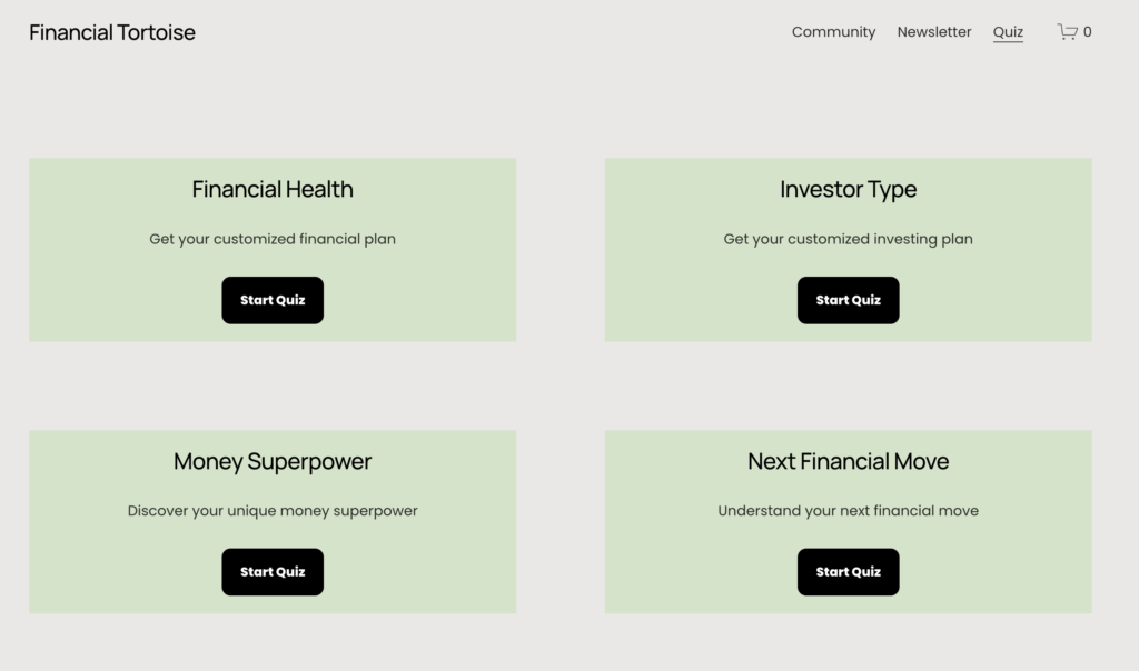 Financial Tortoise Quiz Page