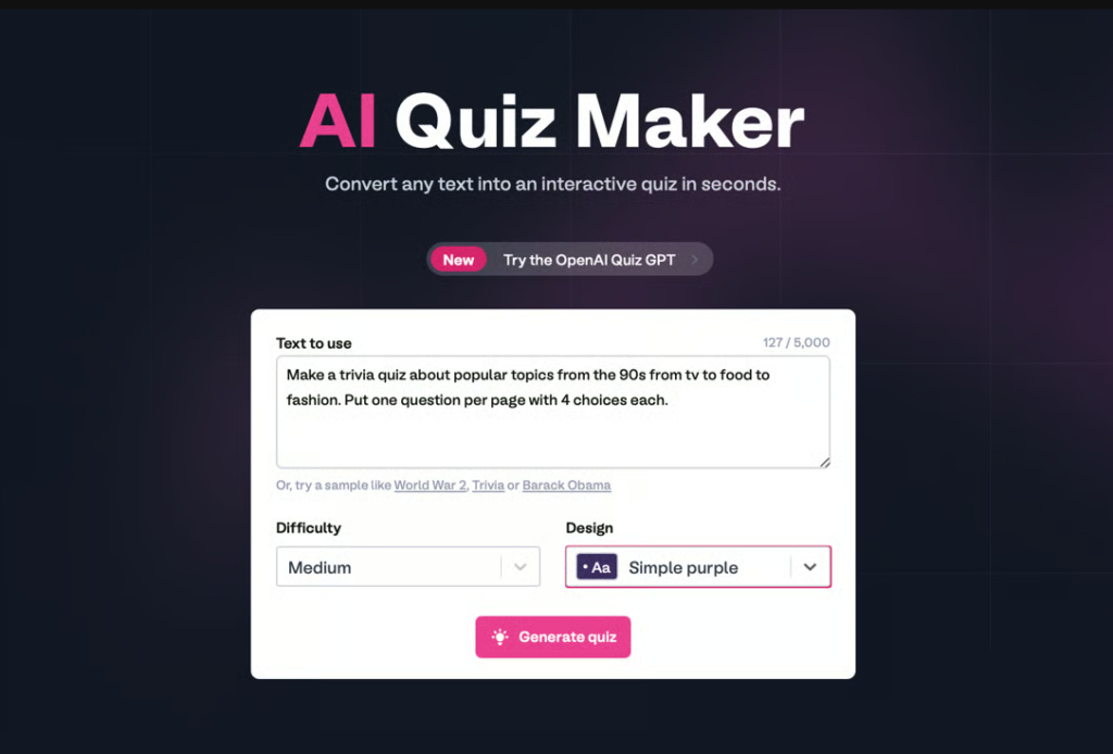 Fillout AI Quiz Maker