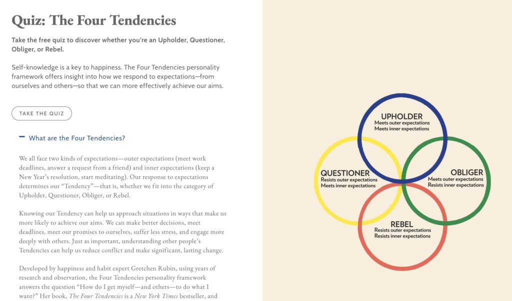 Gretchen Rubin Four Tendencies Quiz