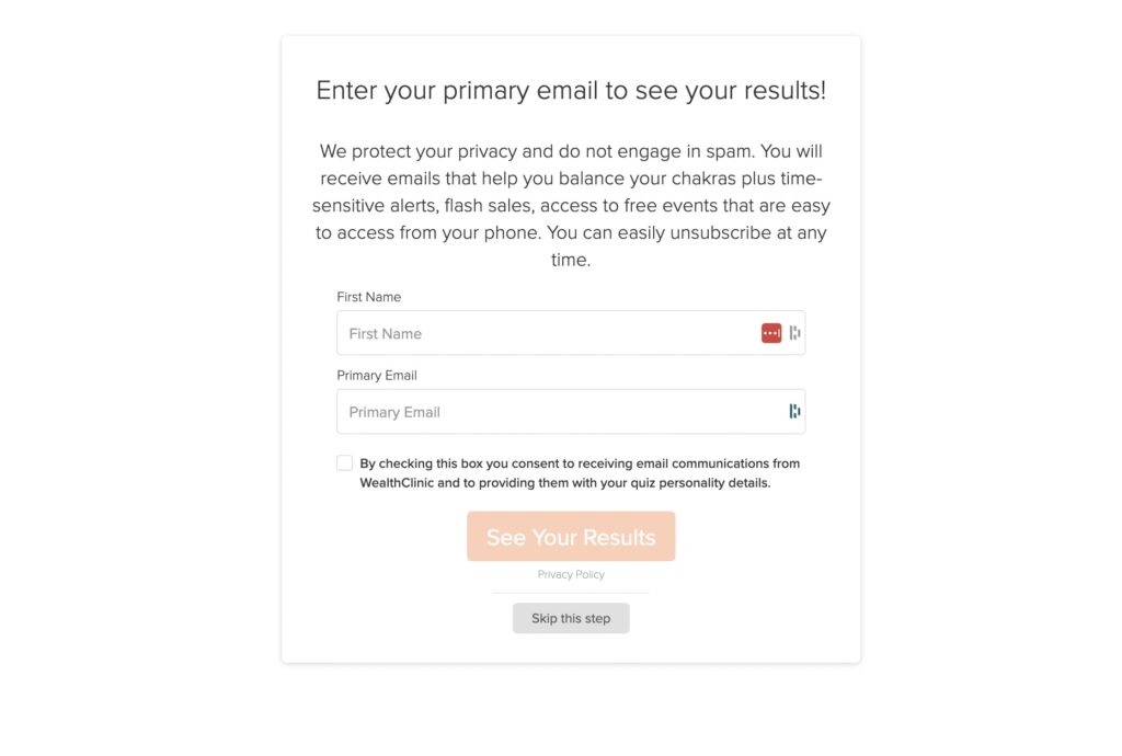 Leisa Money Quiz Opt In Form
