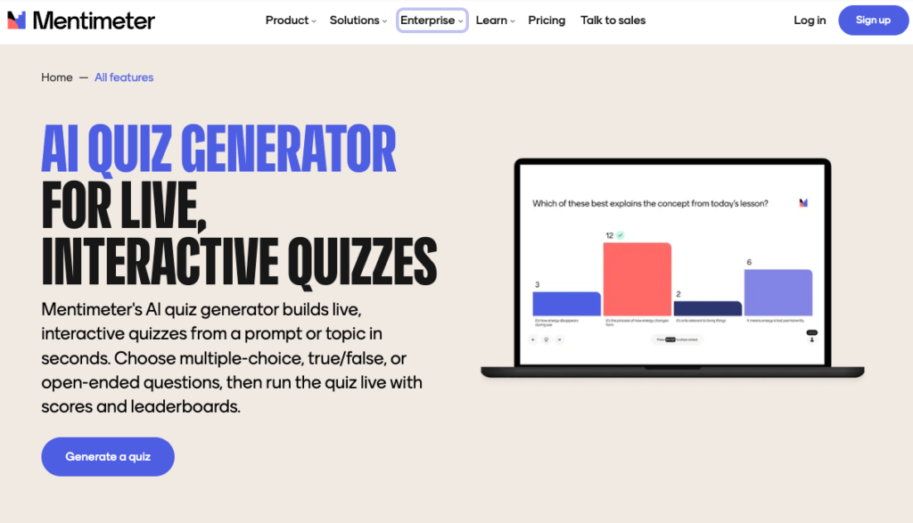 Mentimeter AI Quiz Maker